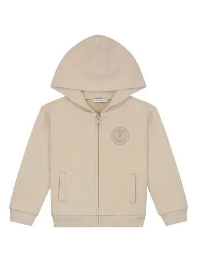 Dolce & Gabbana Babies' Appliqué Zipped Hoodie In Neutrals