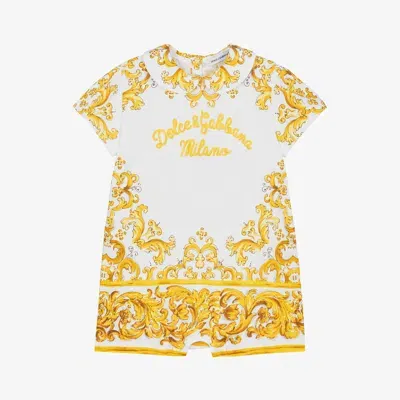 Dolce & Gabbana Baby Girls Yellow Majolica Print Cotton Shortie