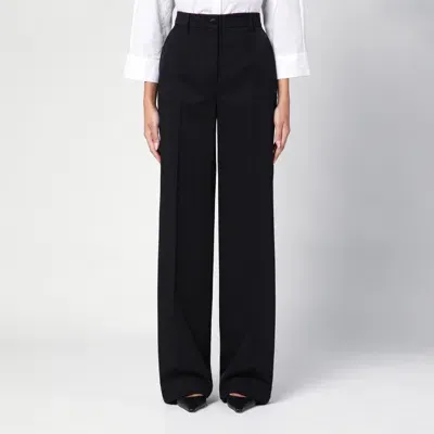 Dolce & Gabbana Black Wool Flared Trousers In Black  