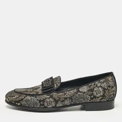 Pre-owned Dolce & Gabbana Black/metallic Brocade Fabric Loafers 39.5