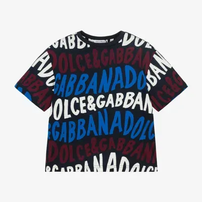 Dolce & Gabbana Kids' Boys Navy Blue Cotton T-shirt