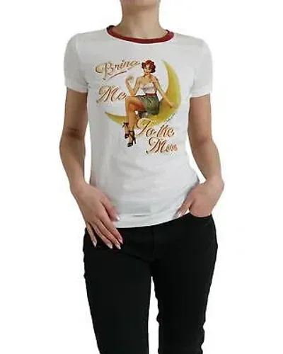 Pre-owned Dolce & Gabbana Bring Me To The Moon Bedrucktes T-shirt - Tops - White -size In Weiss