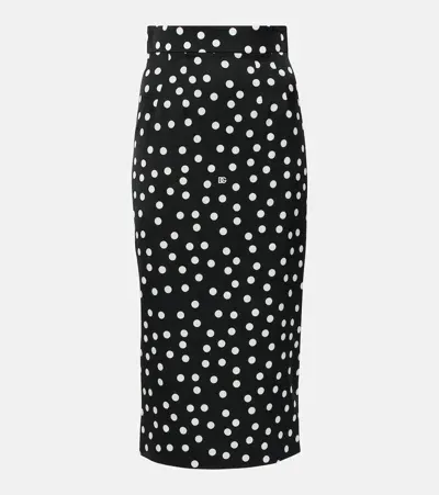 Dolce & Gabbana Capri Polka-dot Silk-blend Pencil Skirt In Multicoloured