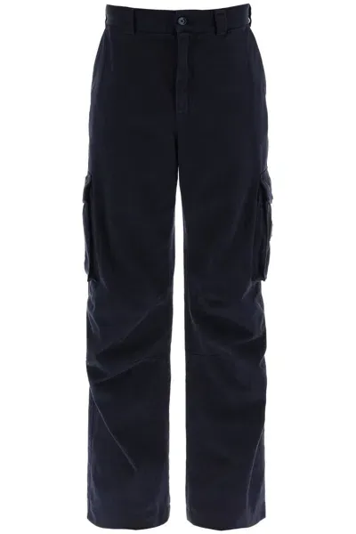 Dolce & Gabbana Cargo Pants With Logo Plaque In Blue