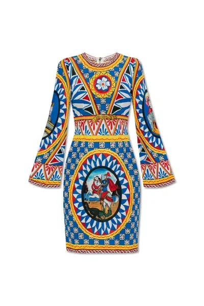 Dolce & Gabbana Carretto Pattern Mini Dress In Multi