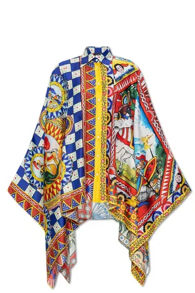 Dolce & Gabbana Carretto Printed Poncho In Multi