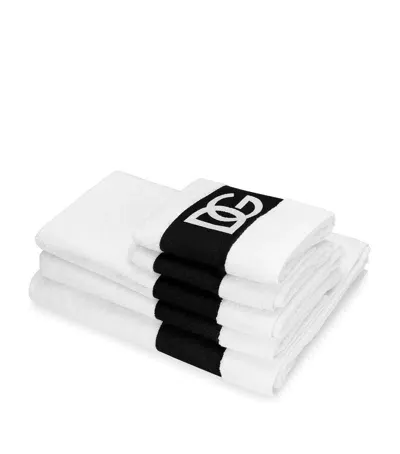 Dolce & Gabbana Casa Logo Bath Towel Set In White