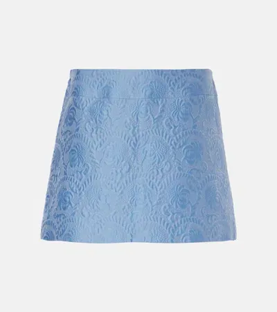 Dolce & Gabbana Cotton And Silk-blend Jacquard Miniskirt In Light Blue