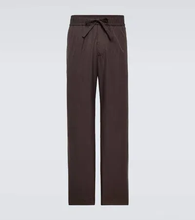 Dolce & Gabbana Cotton And Silk Poplin Sweatpants In Brown