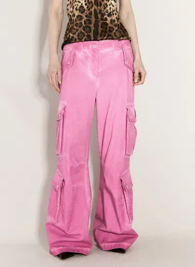 Dolce & Gabbana Wide-leg Cotton Cargo Trousers In Fuchsia