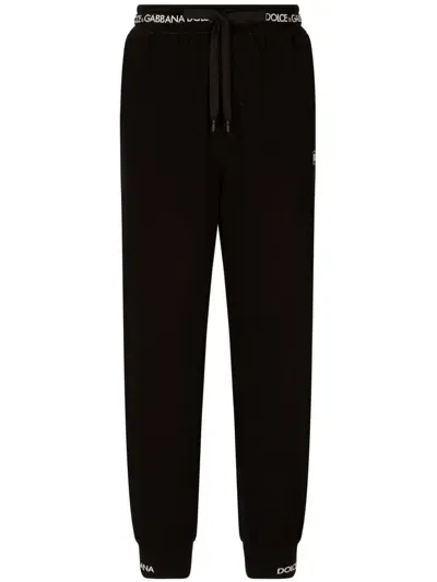 Dolce & Gabbana Logo-waistband Drawstring Track Pants In Black