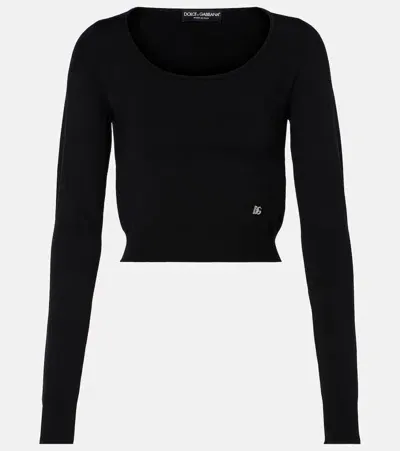 Dolce & Gabbana Dg Jersey Sweater In Black