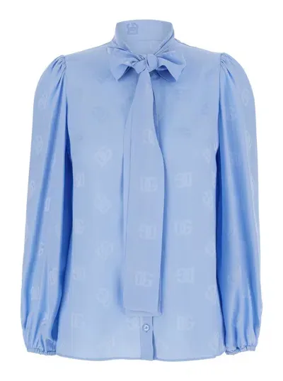 Dolce & Gabbana Dg Logo Blouse In Blue