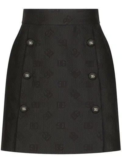 Dolce & Gabbana Logo Jacquard Mini Skirt In Black