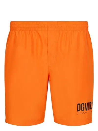 Dolce & Gabbana Dgvib3 Logo-print Swim Shorts In Orange