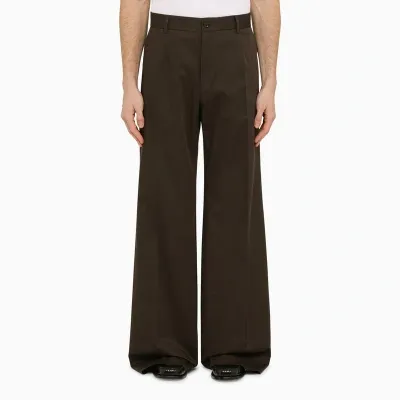 Dolce & Gabbana Wide Leg Tailored Pants In Brown