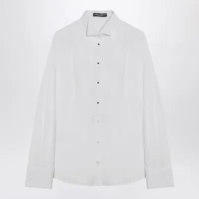 Dolce & Gabbana Dolce&gabbana White Shirt With Piqué Plastron Women