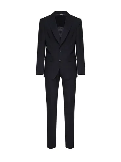 Dolce & Gabbana Two-piece Stretch Wool Suit In Black