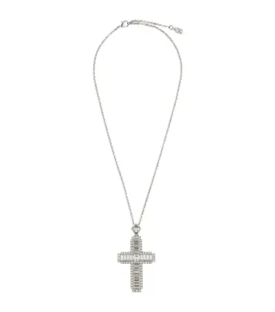 Dolce & Gabbana Embellished Cross Necklace In Neutral