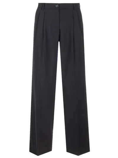 Dolce & Gabbana Flared Wool Pants In Black