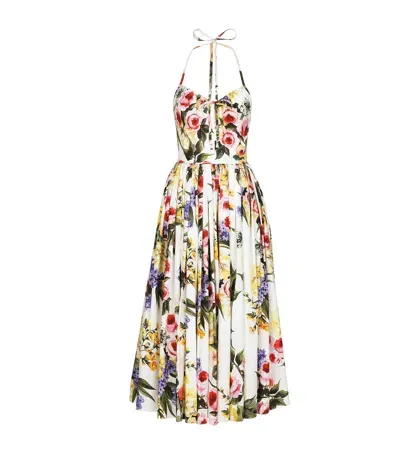 Dolce & Gabbana Floral Halterneck Dress In Multi