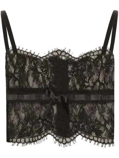 Dolce & Gabbana Floral-lace Corset In Black