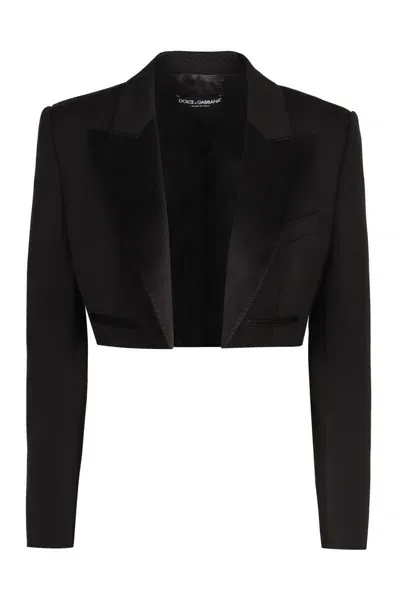 Dolce & Gabbana Gabardine Wool Jacket In Black