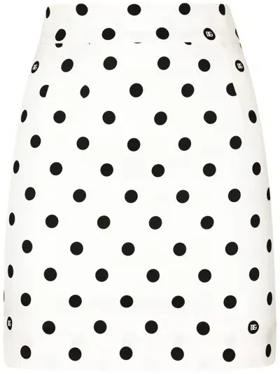 Dolce & Gabbana Polka-dot Mini Skirt In White