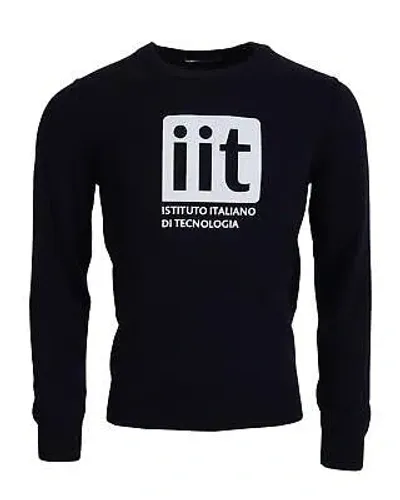 Pre-owned Dolce & Gabbana Iit Print Pullover Pullover - Sweaters - Blue -size 58 In Blau