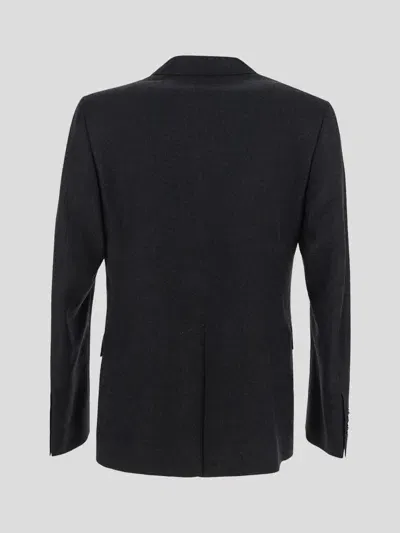 Dolce & Gabbana Graphite Stretch Wool Blazer In Black