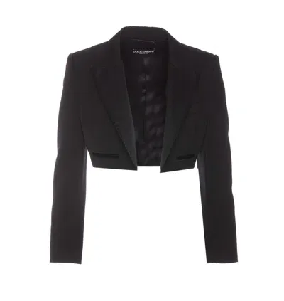 Dolce & Gabbana Gabardine Spencer Tuxedo Jacket In Black