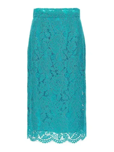 Dolce & Gabbana Lace Skirt In Blue