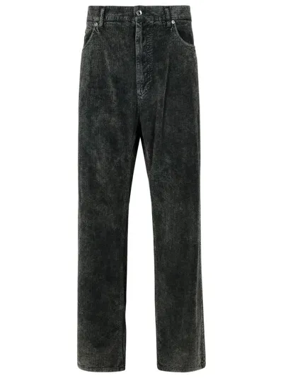 Dolce & Gabbana Logo Patch Corduroy Pants In Black