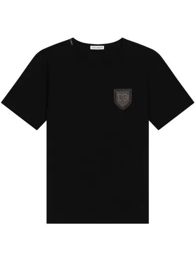 Dolce & Gabbana Kids' Logo-patch T-shirt In Black