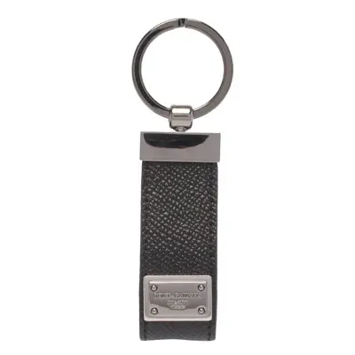 Dolce & Gabbana Logo Plaque Keyring In Gray