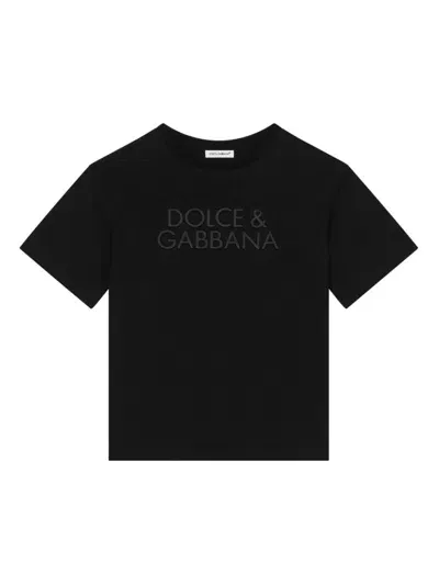 Dolce & Gabbana Kids' Logo-print T-shirt In Black