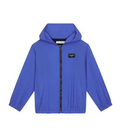 Dolce & Gabbana Kids' Logo Windbreaker In Blue