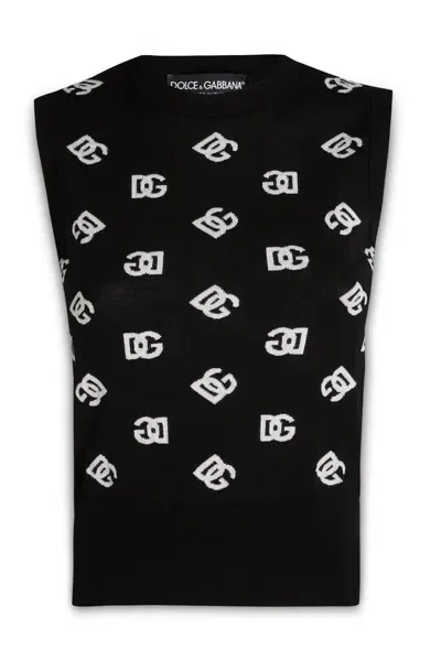 Dolce & Gabbana Logo Jacquard Knit Top In S9000