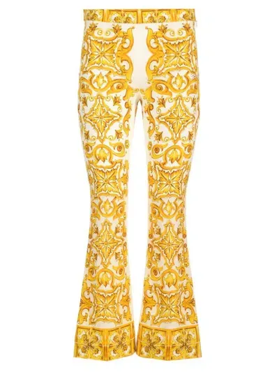 Dolce & Gabbana Majolica Printed Flared Pants In Multi