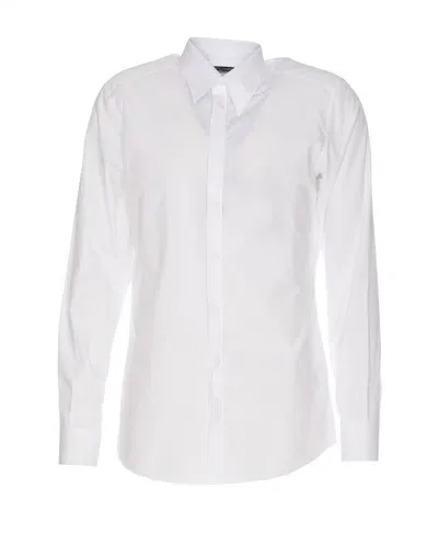 Dolce & Gabbana Floral Jacquard Cotton Martini Shirt In White