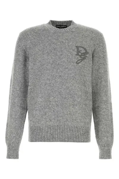 Dolce & Gabbana Melange Grey Nylon Blend Sweater In Gray