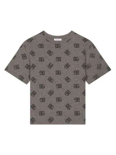 Dolce & Gabbana Kids' Monogram-print T-shirt In Grey