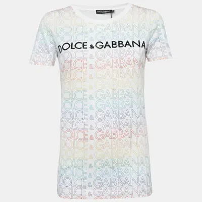 Pre-owned Dolce & Gabbana Multicolor Logo Print Cotton T-shirt S