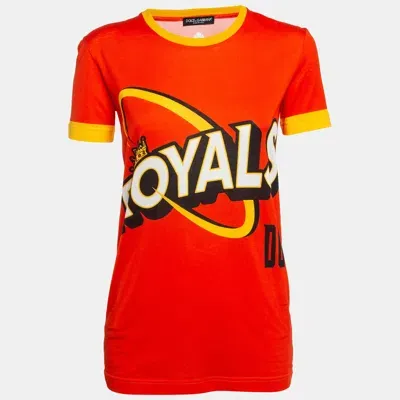 Pre-owned Dolce & Gabbana Orange Royals Print Cotton T-shirt S