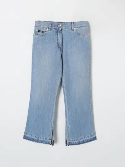 Dolce & Gabbana Stretch Cotton Flared Jeans In Blau