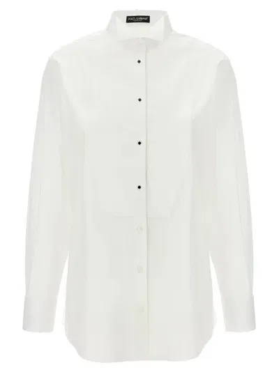 Dolce & Gabbana White Shirt With Classic Collar In Cotton Stretch Woman