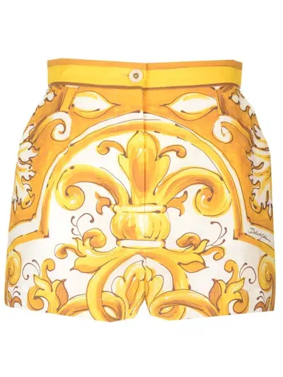 Dolce & Gabbana Poplin Shorts In Yellow