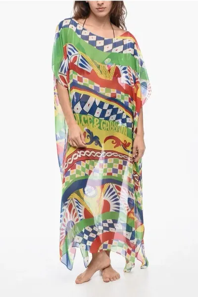 Dolce & Gabbana Printed Silk Kaftan Dress In Multi