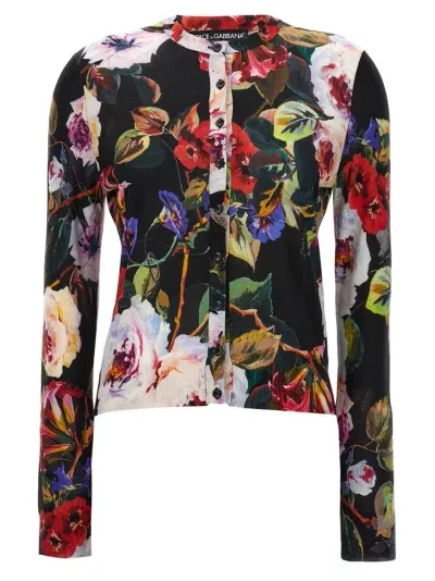 Dolce & Gabbana Rose Garden Printed Cardigan In Multi