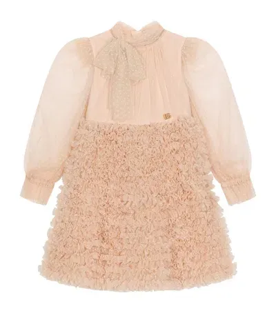 Dolce & Gabbana Kids' Ruffled Tulle Dress In Neutral